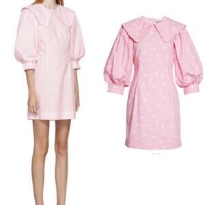 Ganni Pink Sheath Mini Dress with Puff Sleeves